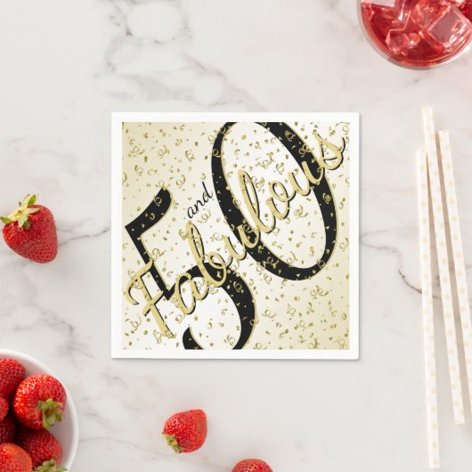 50 jaar en Fabulous verjaardagscascript in zwart-w Servet (Insitu)