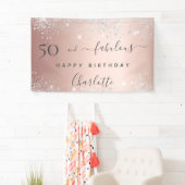 50 jaar en Fabulous verjaardagsgoudzilver roos Spandoek (Insitu)