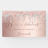 50 jaar en Fabulous verjaardagsgoudzilver roos Spandoek (Horizontaal)