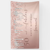 50 jaar en Fabulous verjaardagsgoudzilver roos Spandoek (Verticaal)