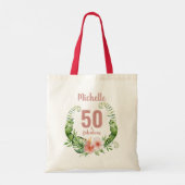 50 jaar en fantastische, roze, op maat gesneden ve tote bag (Achterkant)