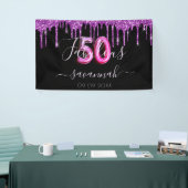 50 jaar en feestdag zwarte paarse glitter spandoek (Beurs)