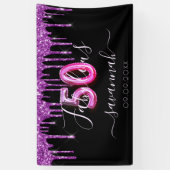 50 jaar en feestdag zwarte paarse glitter spandoek (Verticaal)