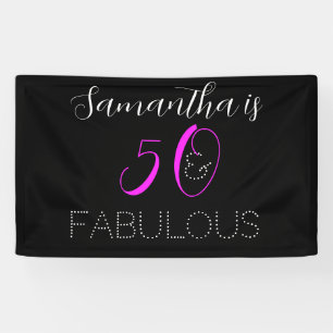 50 jaar en geweldig Chic Hot Pink Black 50th Birth Spandoek
