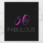 50 jaar en geweldig Chic Hot Pink Black Wijn Etiket (Enkel label)