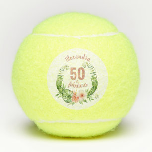 50 jaar en geweldig roze bleekroze verjaardagsfees tennisballen