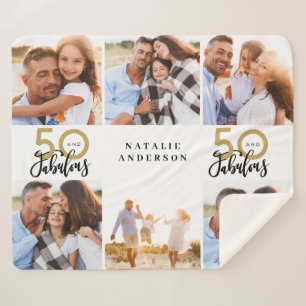 50 jaar en geweldige gouden zwarte fotoverjaardag  sherpa deken