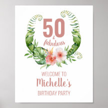 50 jaar en geweldige, roze, elegante verjaardagsfe