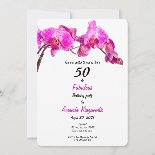 50 jaar en geweldige verjaardagsuitnodiging met or kaart (Voorkant)