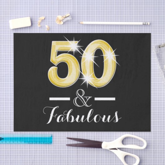 50 jaar en geweldige zwarte goudverjaardag tissuepapier (Craft)