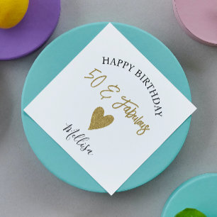 50 jaar en heerlijk zwart en goudfijn servet