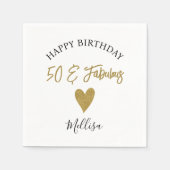 50 jaar en heerlijk zwart en goudfijn servet (Voorkant)