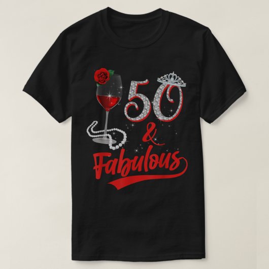 50 jaar en heerlijke koningin Happy Birthday 50th  T-shirt (Design voorkant)