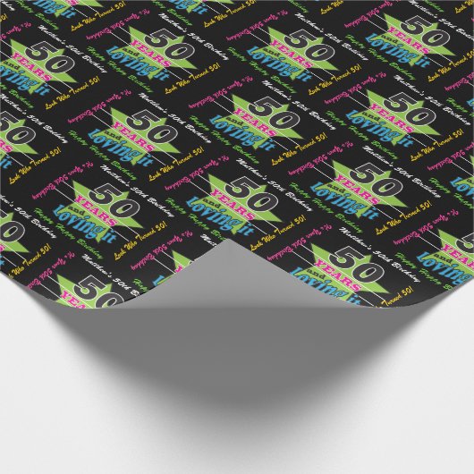 50 jaar en liefhebbend - 50e verjaardag cadeaupapier (Hoek)