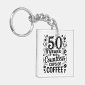 50 Jaar en Ontelbare Koppen Koffie Sleutelhanger (Voorkant Links)