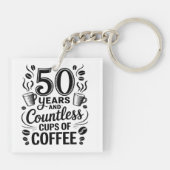 50 Jaar en Ontelbare Koppen Koffie Sleutelhanger (Achterkant)