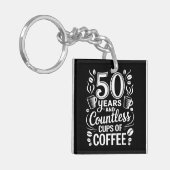 50 Jaar en Ontelbare Koppen Koffie Sleutelhanger (Voorkant Links)