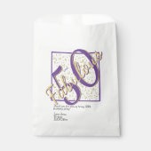 50 jaar en Paars/Gold Fancy script met een fabrica Bedankzakje (Voorkant)