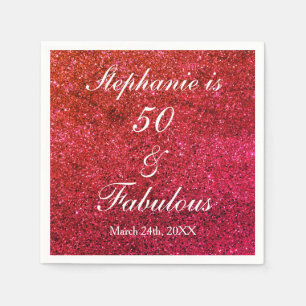 50 jaar en verbluffend Birthday ombre Red Pink Gli Servet