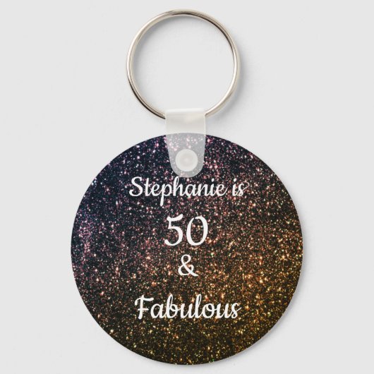 50 jaar en verbluffend goudglitter ombre sleutelhanger (Voorkant)
