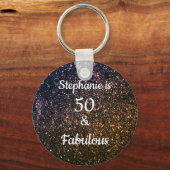 50 jaar en verbluffend goudglitter ombre sleutelhanger (Voorkant)