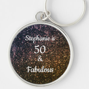 50 jaar en verbluffend goudglitter ombre sleutelhanger
