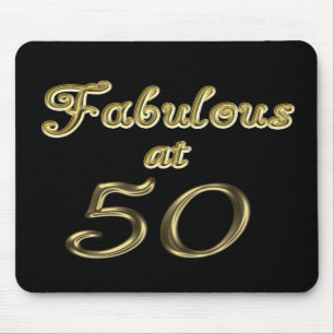50 jaar Fabulous at 50 Gold Typography Age 50 Muismat