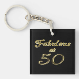 50 jaar Fabulous at 50 Gold Typography Age 50 Sleutelhanger