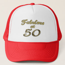 50 jaar Fabulous at 50 Gold Typography Age 50 Trucker Pet