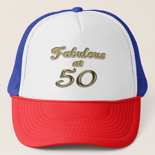 50 jaar Fabulous at 50 Gold Typography Age 50 Trucker Pet (Voorkant)