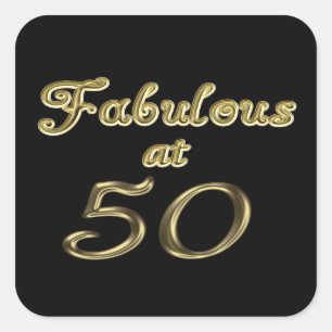 50 jaar Fabulous at 50 Gold Typography Age 50 Vierkante Sticker