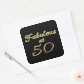 50 jaar Fabulous at 50 Gold Typography Age 50 Vierkante Sticker (Envelop)