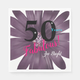 50 jaar Fabulous elegant paarse maisy met glitter Servet