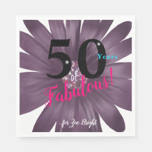 50 jaar Fabulous elegant paarse maisy met glitter Servet