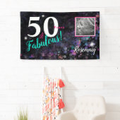 50 jaar Fabulous, elegante zwarte glitter Spandoek (Insitu)