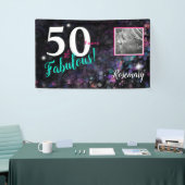 50 jaar Fabulous, elegante zwarte glitter Spandoek (Beurs)