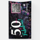 50 jaar Fabulous, elegante zwarte glitter Spandoek (Verticaal)