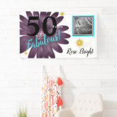 50 jaar Fabulous, paarse maisy on white Spandoek (Insitu)