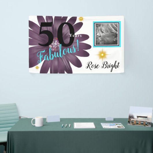 50 jaar Fabulous, paarse maisy on white Spandoek (Beurs)