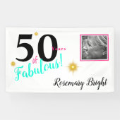 50 jaar Fabulous, White met gouden sterren Spandoek (Horizontaal)