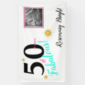 50 jaar Fabulous, White met gouden sterren Spandoek (Verticaal)