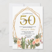 50 jaar Floral Cactus Golden Wedding Jubileum Kaart (Voorkant)