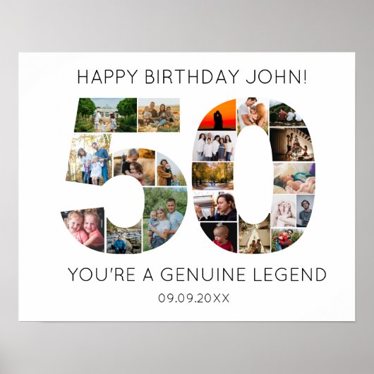 50 jaar Fotocollage Verjaardag, feest Poster (Voorkant)