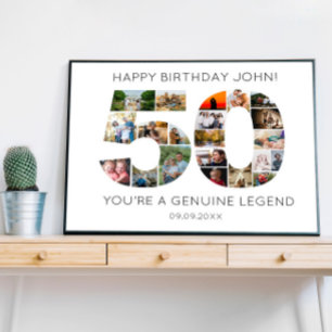 50 jaar Fotocollage Verjaardag, feest Poster