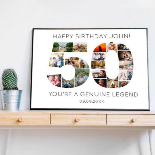50 jaar Fotocollage Verjaardag, feest Poster
