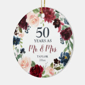 50 jaar gehuwd gepersonaliseerd Jubileum Keramisch Ornament (Links)