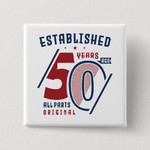 50 jaar geleden opgericht Vogeldag — Gift Idee I Vierkante Button 5,1 Cm