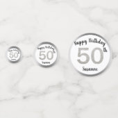 50 jaar gepersonaliseerde zilveren glitter confetti (Achterkanten)