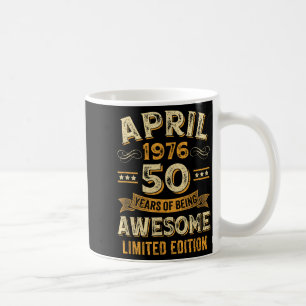 50 jaar geweldige vintage april 1976 50ste verjaar koffiemok