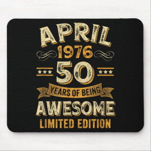 50 jaar geweldige vintage april 1976 50ste verjaar muismat